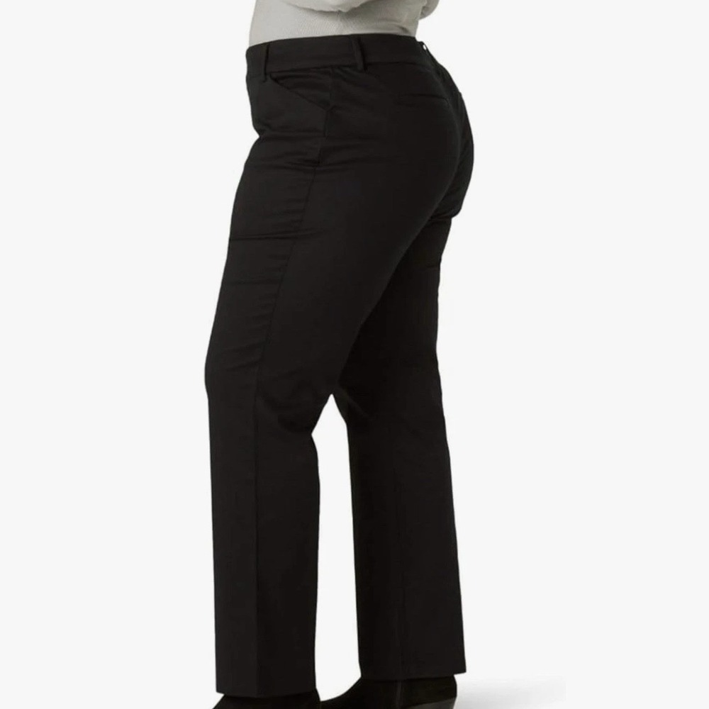 Lee Women 24W LONG Black Wrinkle Free Straight Leg Pant Work Casual Modest NWT